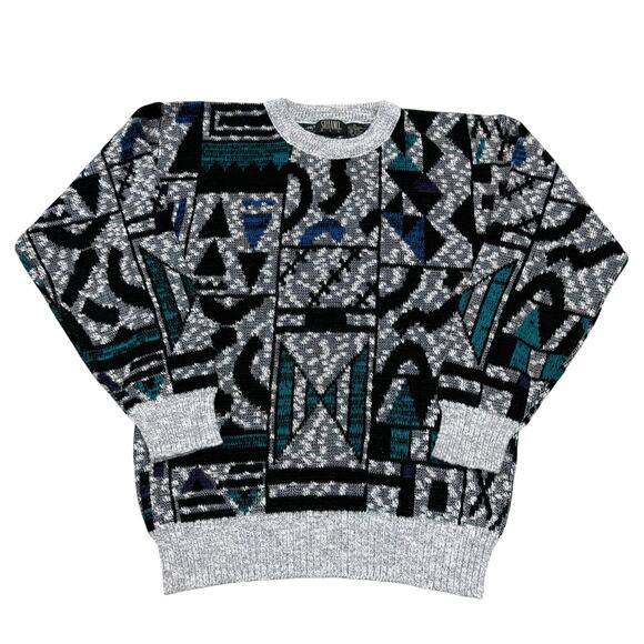 Vintage 90s Stefano Man Funky Abstract Pattern Sweater Mens M - Picture 2 of 6
